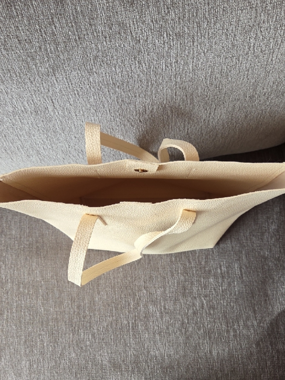 Cream Suede Tote Bag - Minimal Everyday Handbag - Picture 6 of 6